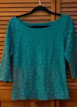Banana Republic 3/4 women’s teal blue Lace 3/4  sleeves size 10