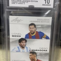 Leaf Messi/Maradona/Ronaldo graded gem mint 10