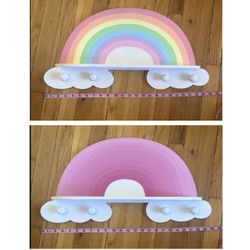 two wood Rainbow shelves kid baby teen