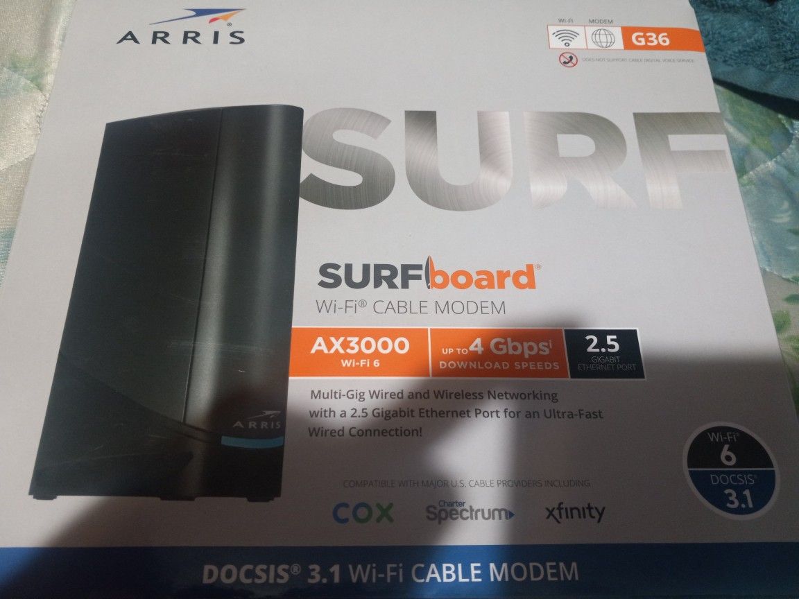 ARRIS SURFboard G36 DOCSIS 3.1 Wi-Fi 6 Cable Modem 1001370