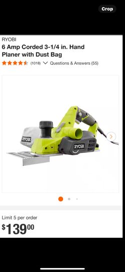 RYOBI 6 Amp Corded 3-1/4 in. Hand Planer with Dust Bag