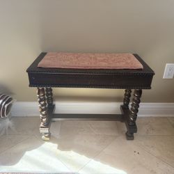 Vintage Wooden Entryway Bench with Cushion