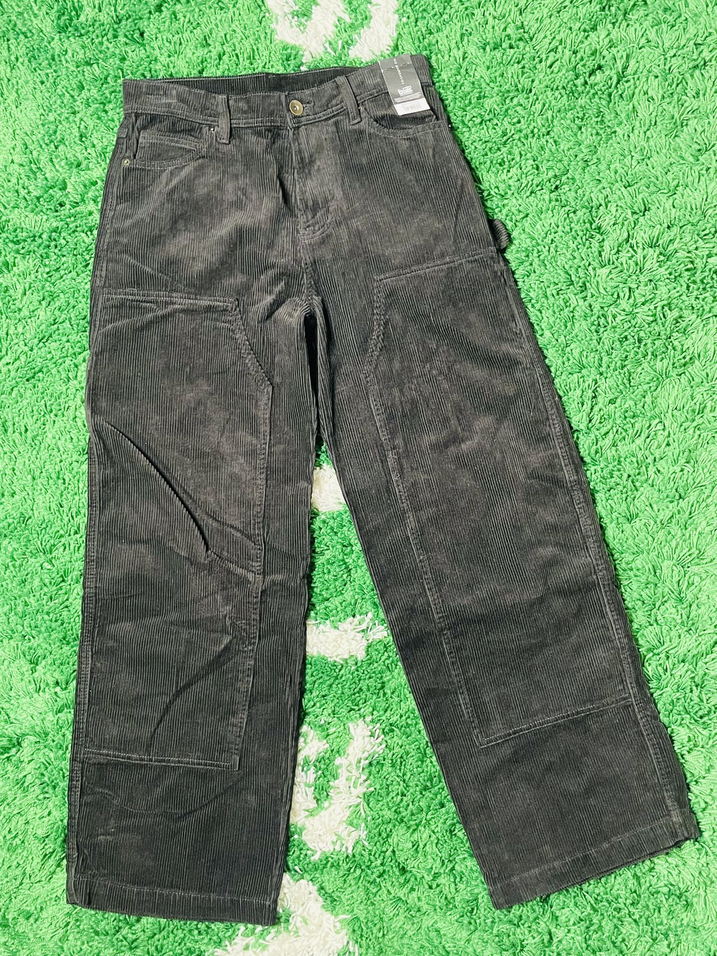 No Boundaries Corduroy Carpenter Pants Black Soot Size 30 x 31 NWT