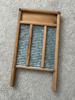 Vintage Wood and Galvanized Metal Washboard