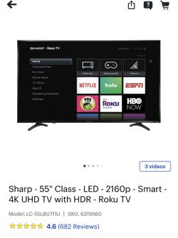 Brand New In Box 4K Sharp Roku TV