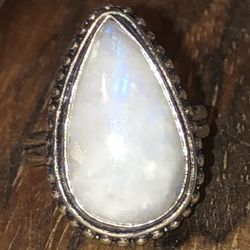 White Moonstone Sterling Silver Ring ~Soothing Crystal~