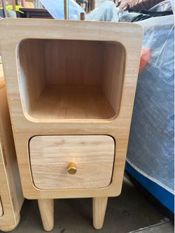 Mid-Century Modern Style Nightstand with Drawer and Shelf (Solid  Wood)