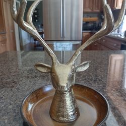 Gold Deer Head Jewelry Holder 