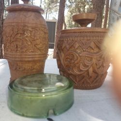 Tobacco  Carved Jars