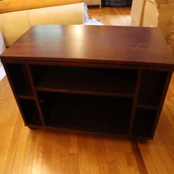 Wood TV Stand with Swivel Top & Storage