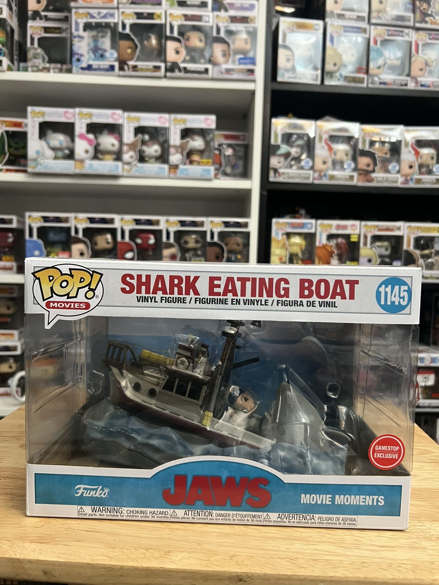 EXCLUSIVE DELUXE Jaws Shark Eating Boat Funko Pop #1145 Movies 