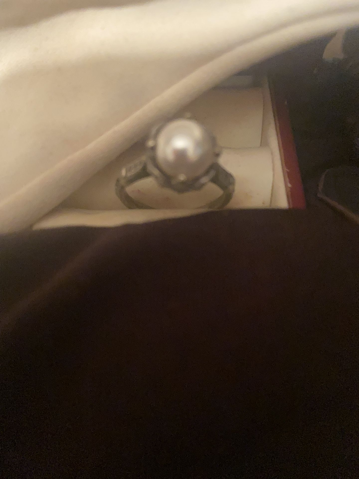 Antique Pearl Ring In Crown Setting! Size 8!  Stamped 925 Sterling Silver !