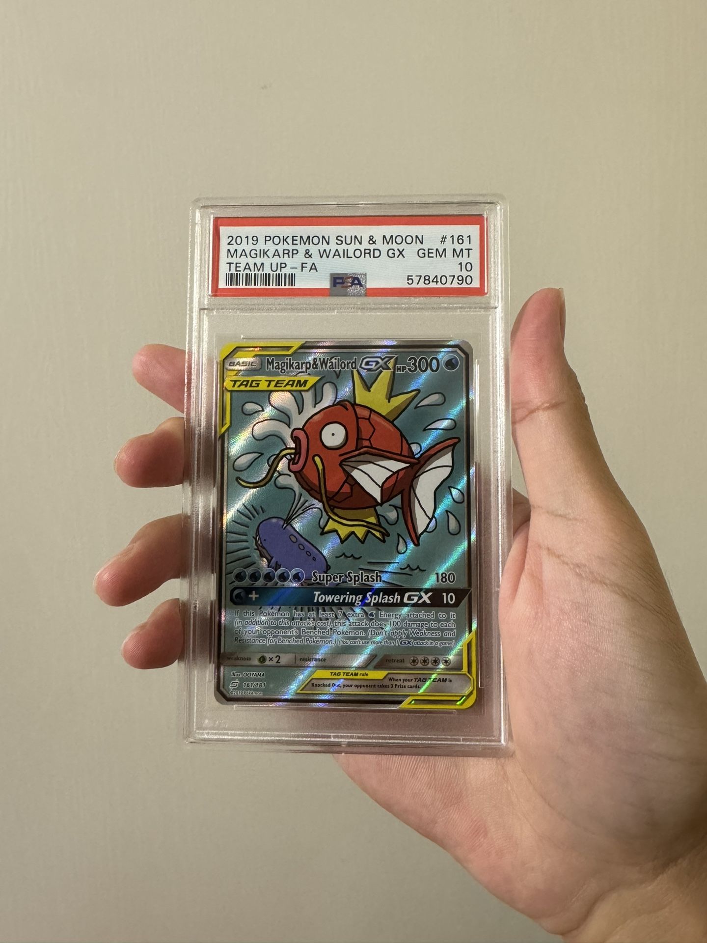 2019 Pokemon S & M Team Up Fa #161 Magikarp & Wailord Gx PSA 10 GEM MINT