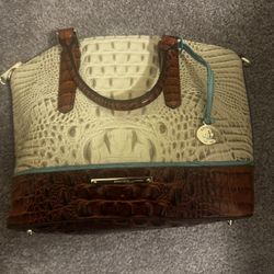 Brahmin Medium Asher Tote Shoulder Bag VANILLA MACAW Pecan Tri-Color 