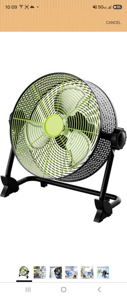 Cordless New open box, High-Velocity Floor Fan Black and Green