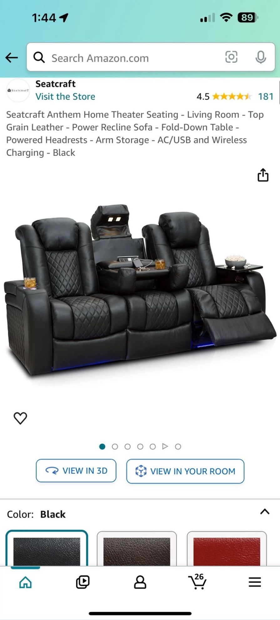 Leather Living room Power Recliner Sofa Couch 