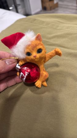 Christmas Cat Figurine with Santa Hat