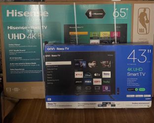 65” Hisense Tv, and 43” ONN Roku Tv