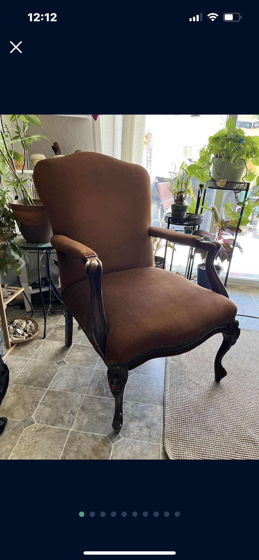 Vintage High Back Chair - Fabric Good Condition 