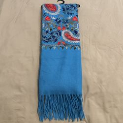 Women’s Unbranded Soft Embroidered Shawl/Scarf with Floral Accents (80” x 28”)