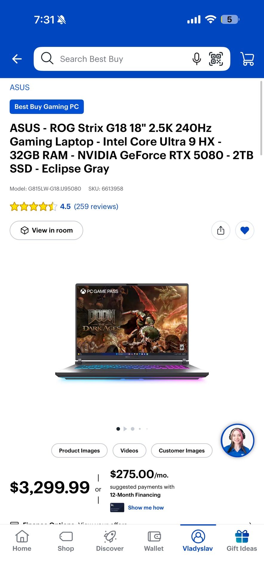 ASUS ROG Strix G18 RTX 5080 / Ultra 9 / 32GB / 2TB SSD — Like New