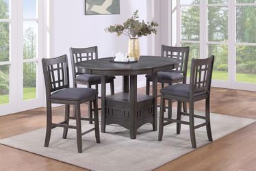 NEW 5 PC  GREY Counter Height Table Chairs Dining Room Set $10 DOWN
