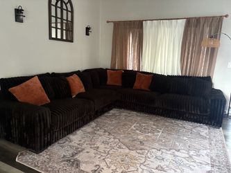 Moving Sale! Modern Black Corduroy 3-Piece Sofa