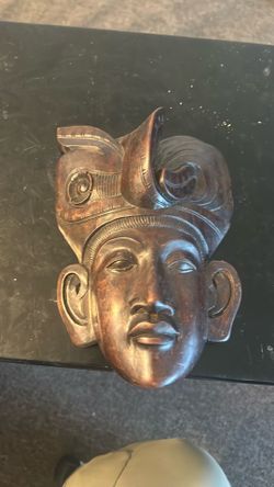 Vintage Carved Balinese Teak Wood Head Face Sculpture Carving Indonesian MALE