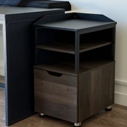 Office / Home Modern Drawer Filing Cabinet With Leather Top And Stainless Feet