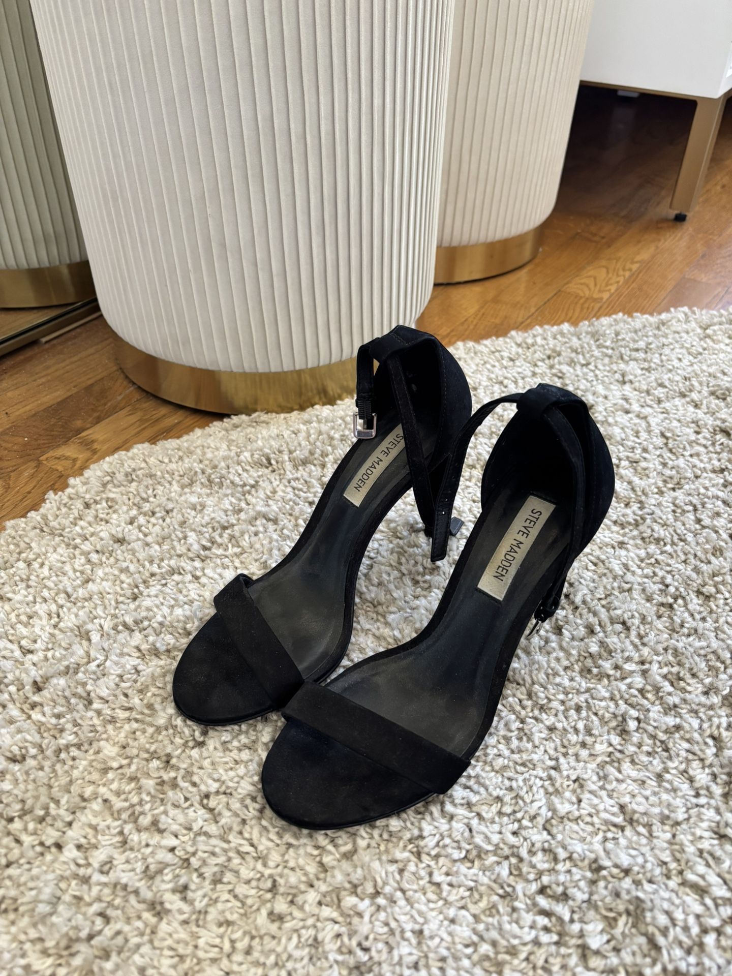 Steve Madden Black Suede Sandal Heels