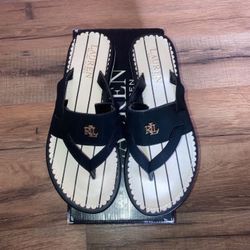 Ralph Lauren Thong Sandal/Flip Flop. Black & White, Size 5
