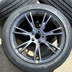 4x NEW OEM 2025 Tesla Model Y Wheels Gemini Charcoal Rims Continental Tires 100%