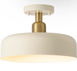 Modern Semi Flush Mount Ceiling Light Fixture, Brass Accent And 12.6" Metal Shade Ceiling Light
