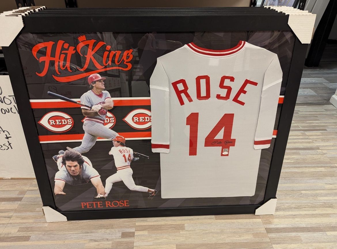 Pete Rose Custom Framed Signed Jersey