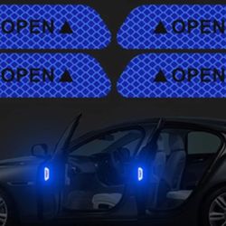 4PCs Safety Reflective Tape Open Sign Warning Mark Car Door Sticker Accessories