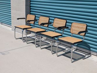 Vintage Mid Century Italian Cantilevered Cesca Arm Chairs