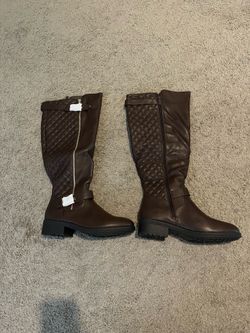 Classic Quilted Tall Riding Boots - Brown