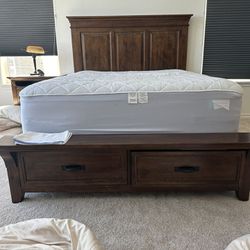 Bed frame with storage and matching nightstand 