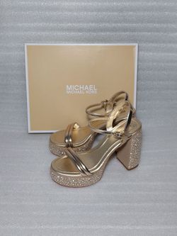 Michael Kors Designer Ankle Strap Sandals Heels platforms. Gold. Authentic. New In Box. Size 8.5 women's shoes. Absolutely beautiful sandals