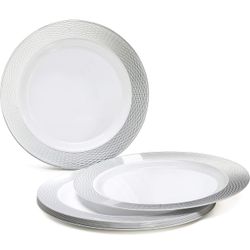  175pcs set (25 Guests)-Heavyweight Wedding Party Disposable Plastic Plate Set 