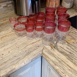 Vintage Ruby Glassware Cups Custard Glass Lot