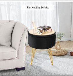 Cpintltr Modern Velvet Foot Rest Stool Upholstered Round Storage Ottomans Multipurpose Dressing Stoo