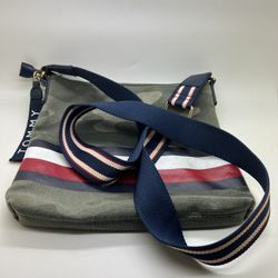 Tommy Hilfiger Carmel Large North South camo canvas stripe crossbody