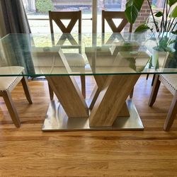 Dining Table & 6 White Chairs