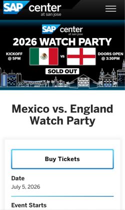 Mexico vs England  San Jose SAP Center