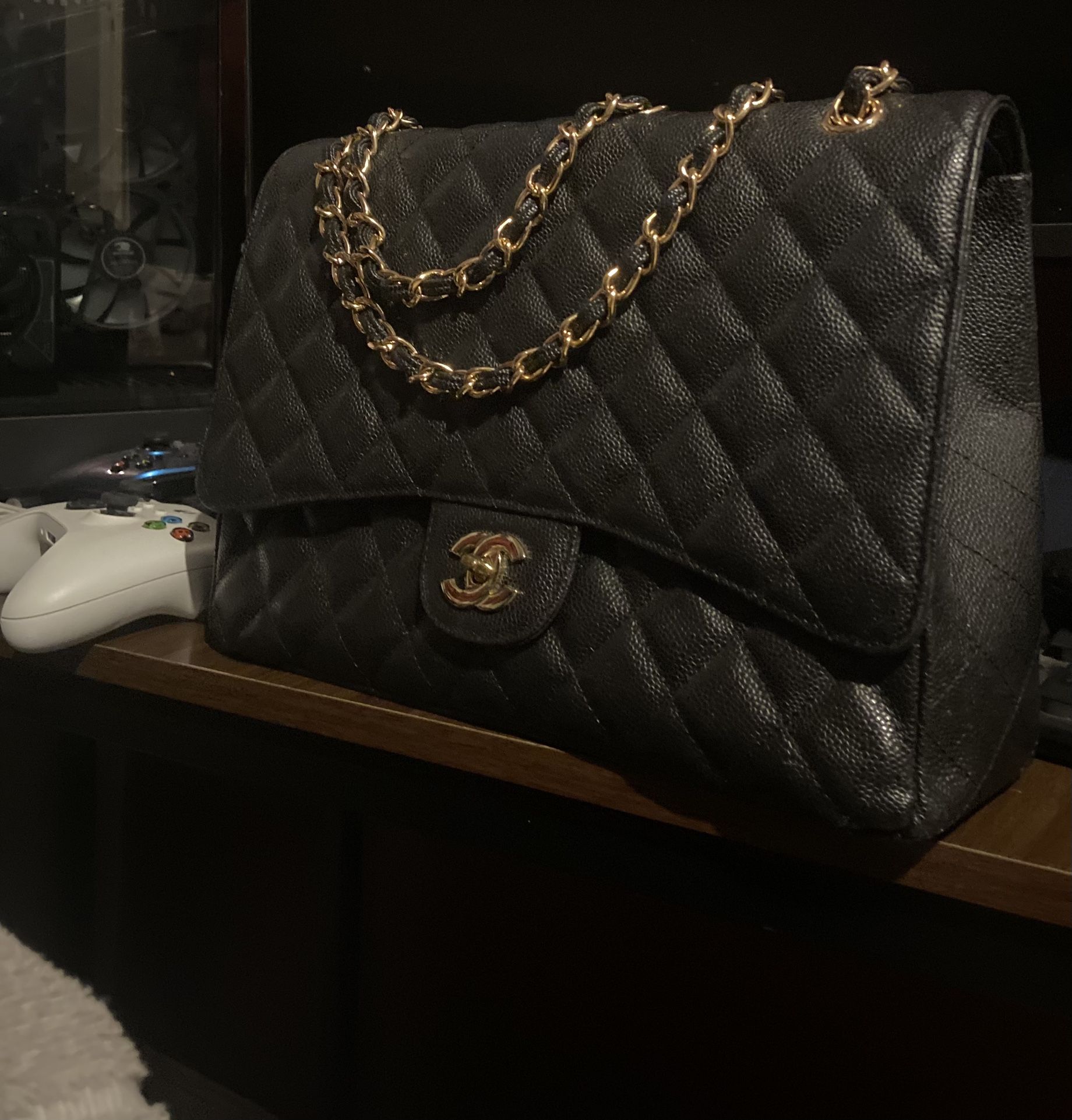 Black Leather Tote Bag 
