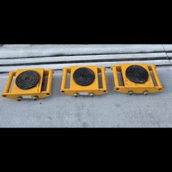 3PCS 6 Ton Heavy Duty Machine Dolly Skate Machinery Roller Mover Cargo Trolley