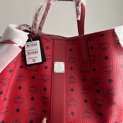 MCM Liz Reversible Tote in Red Leather 