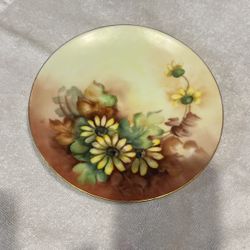 Vintage. Hand Painted 7 Inch  Signed Haly Parker  Daisy Plate.    Silesia