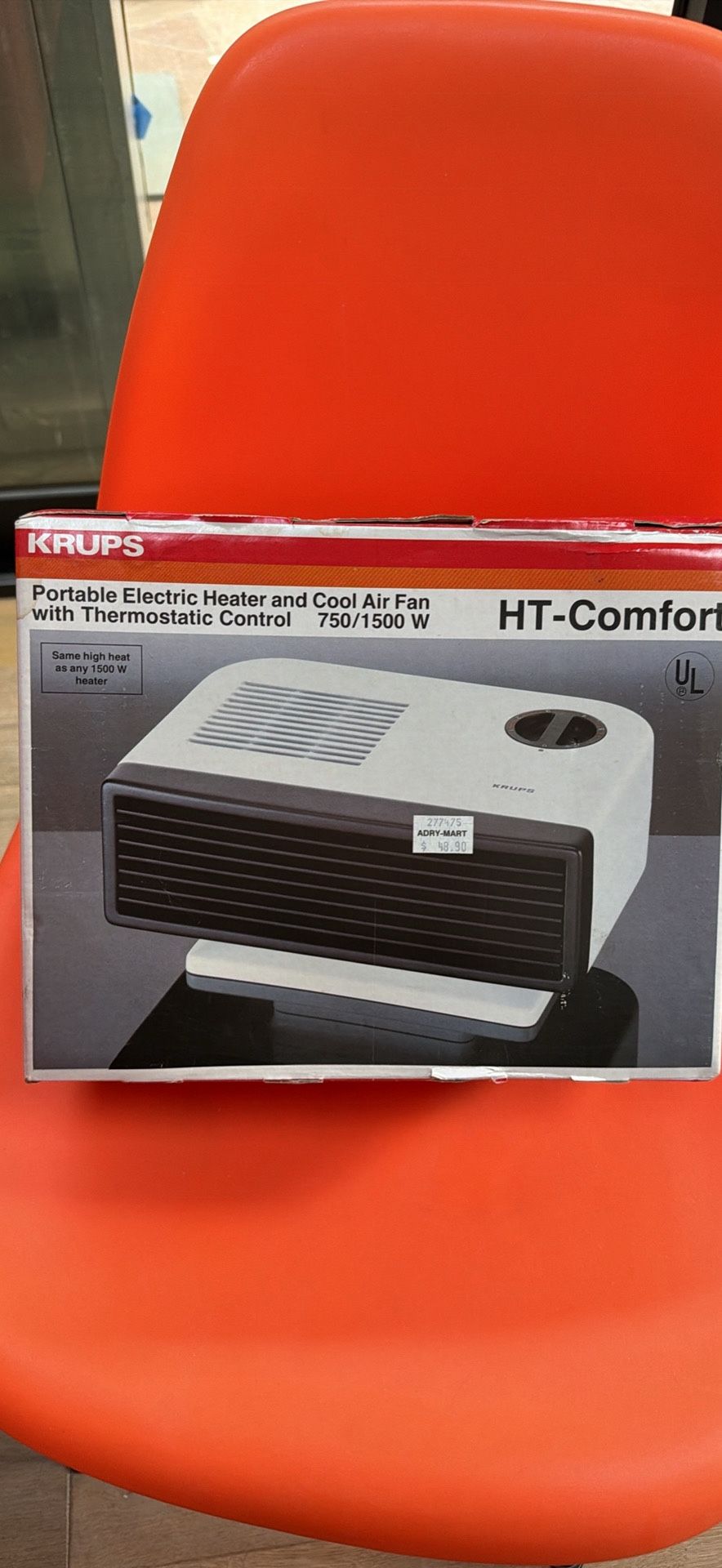 Krups Portable Electric Heater And Cool Air Fan- New In Box